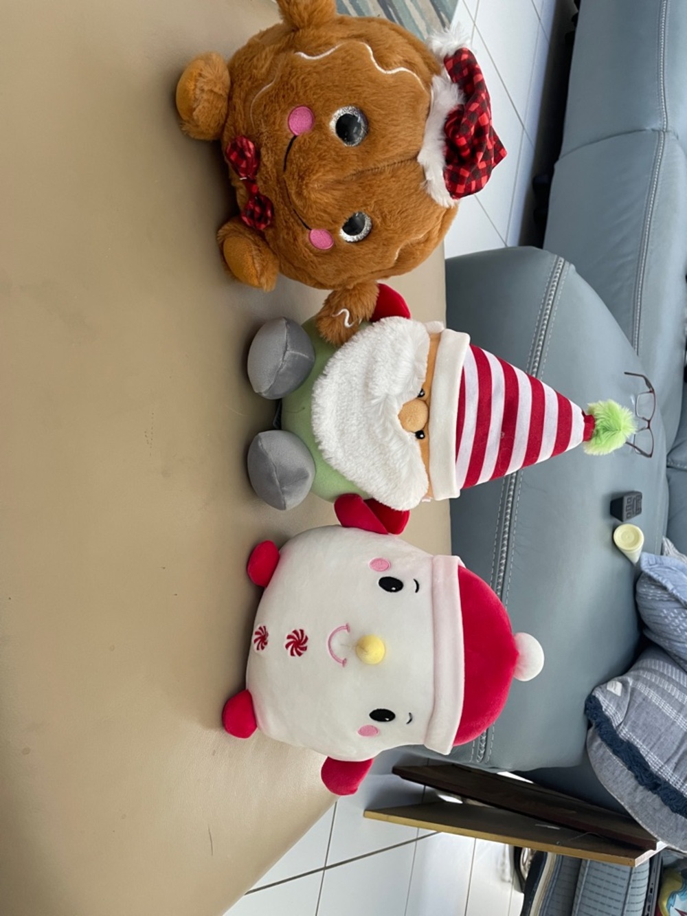 Holiday Plush Trio - Gingerbread, Santa & Candy Plush soft and cuddly